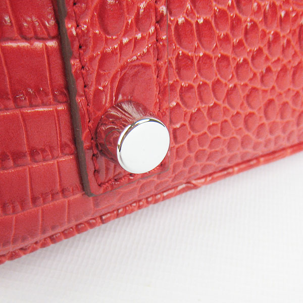 High Quality Fake Hermes Birkin 35CM Crocodile Head Veins Leather Bag Red 6089